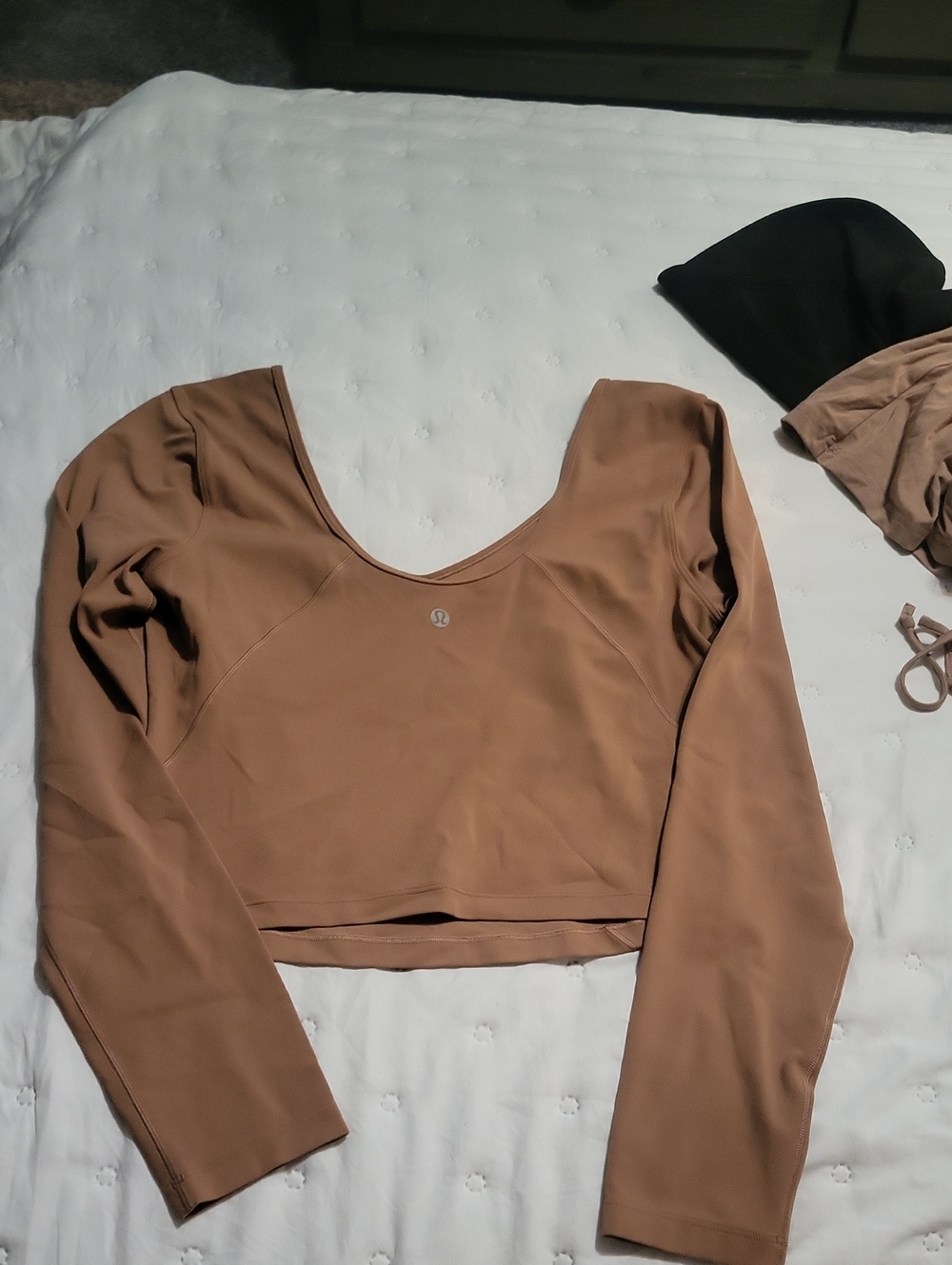 lululemon athletica Long Sleeve Scoop Crop Top - Taupe